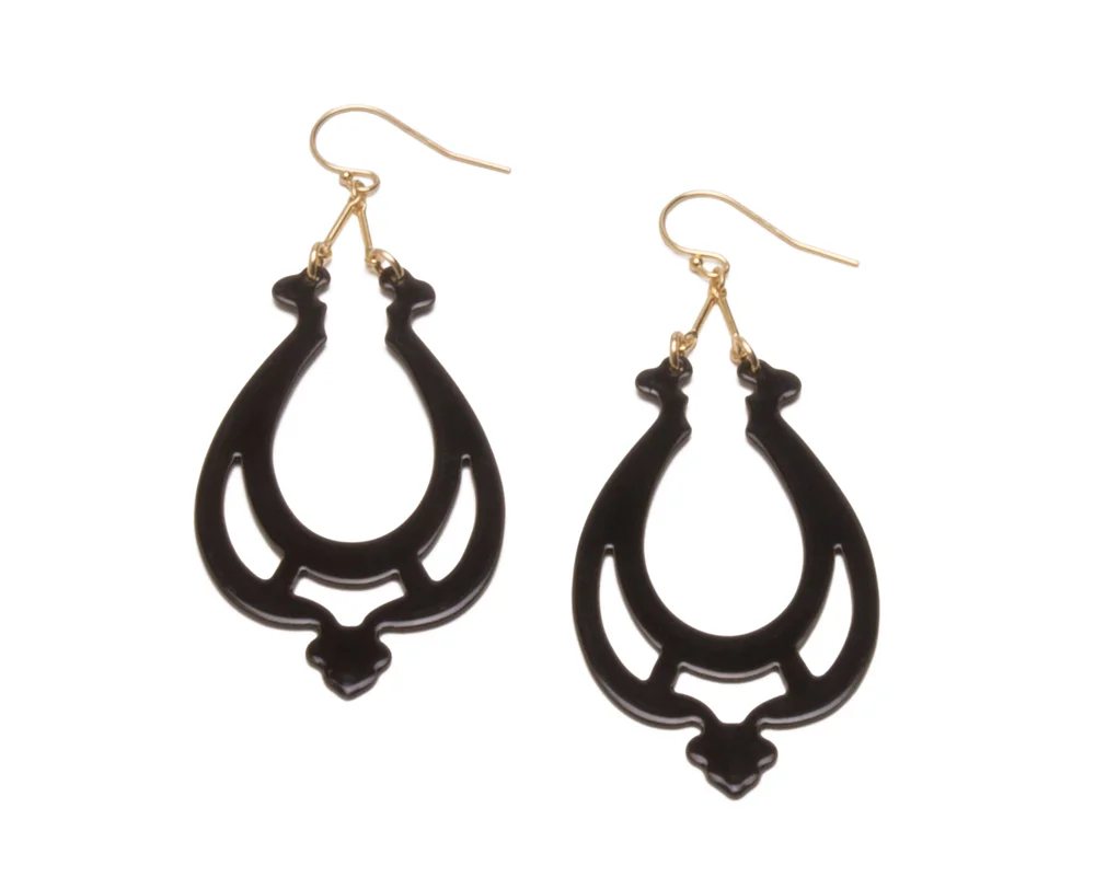 Black with Gold Fill Silhouette Dangles w Chain 05