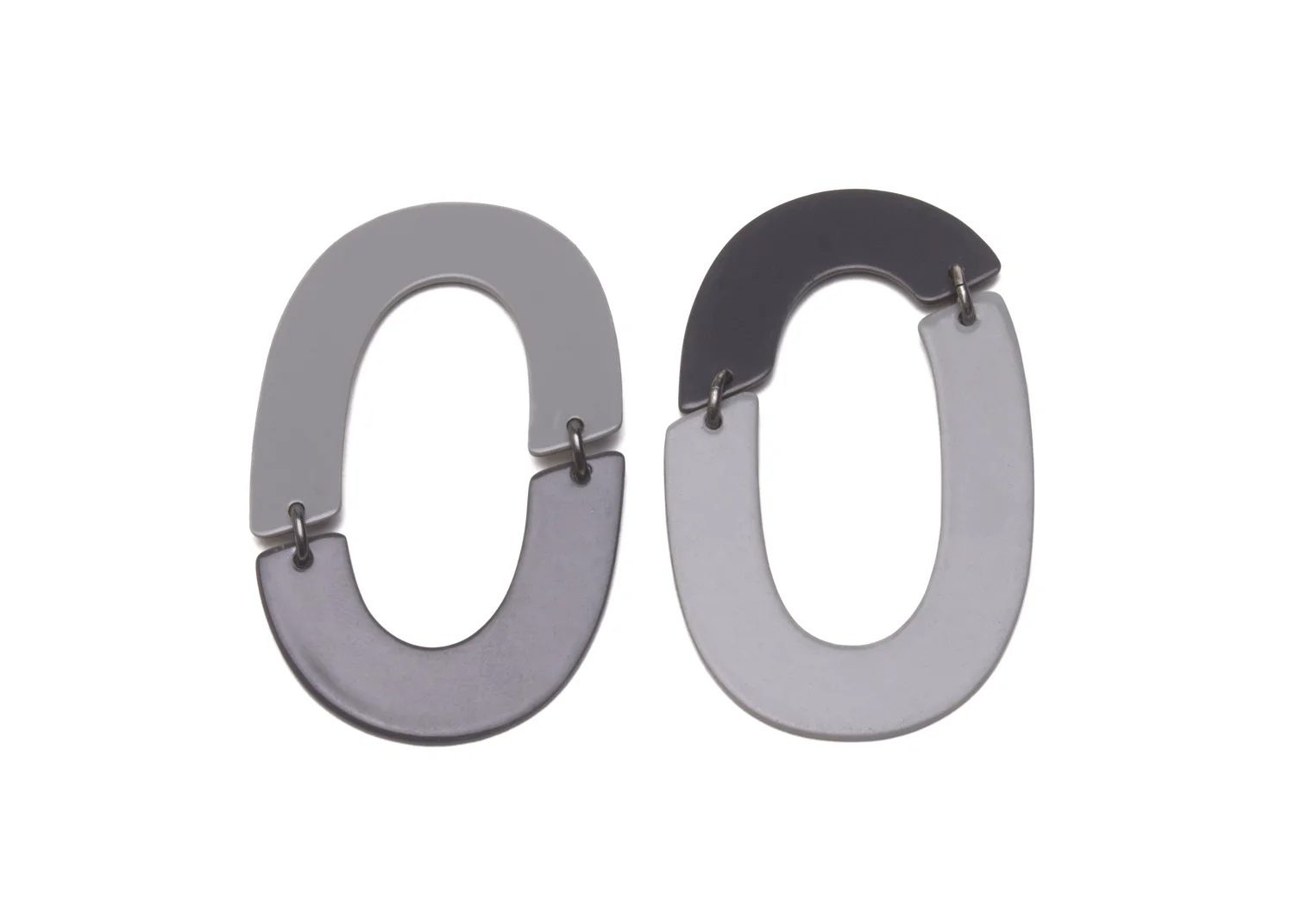 Dark Grey and Grey Split Link Earrings