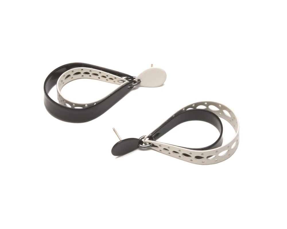 Black and Cream 3pc ASY Pierced Teardrops