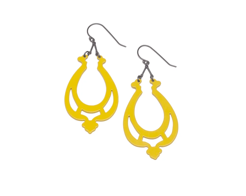 Yellow with Oxidized Silver with Silhouette Dangles w Chain 05