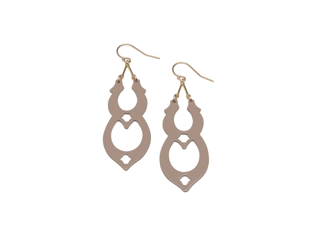 Ballet Grey with Gold Fill Silhouette Dangles w Chain 04