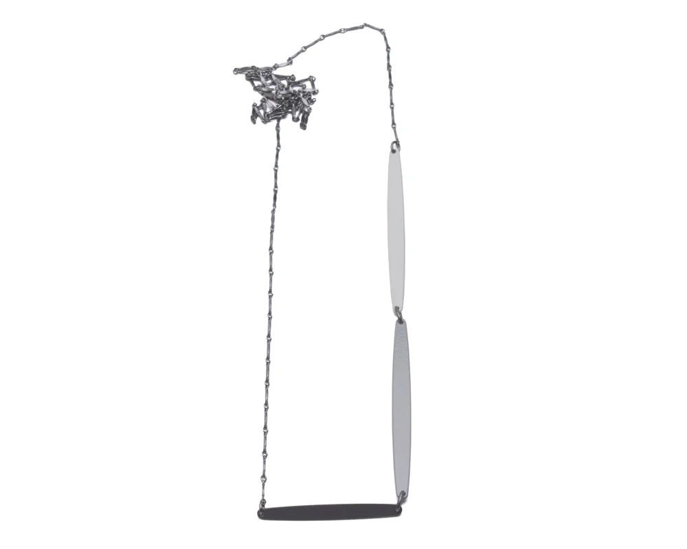 Grey Gradient with Oxidized Silver Bar and Link Necklace