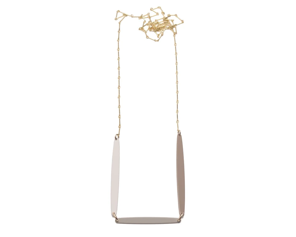Ballet Grey Gradient with Gold Bar and Link Necklace