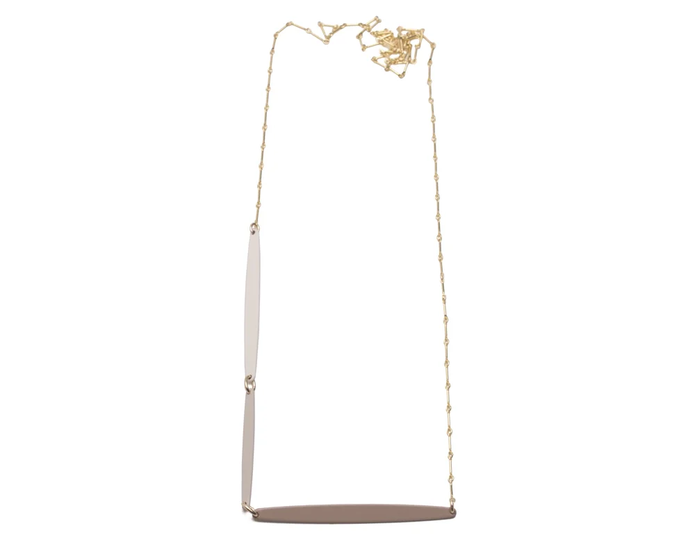 Ballet Grey Gradient with Gold Bar and Link Necklace