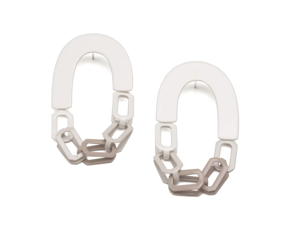 Cream with Ballet Grey Gradient Links with Links Earrings