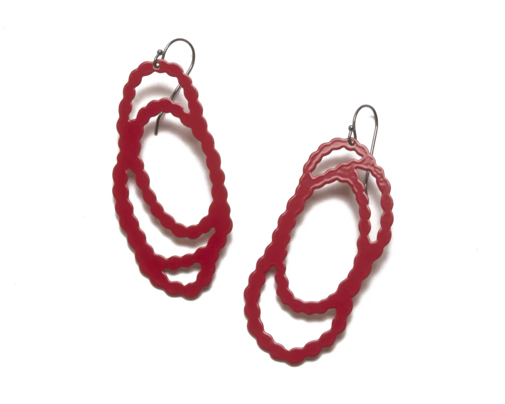 Red Pearl Strands Hoops | hook