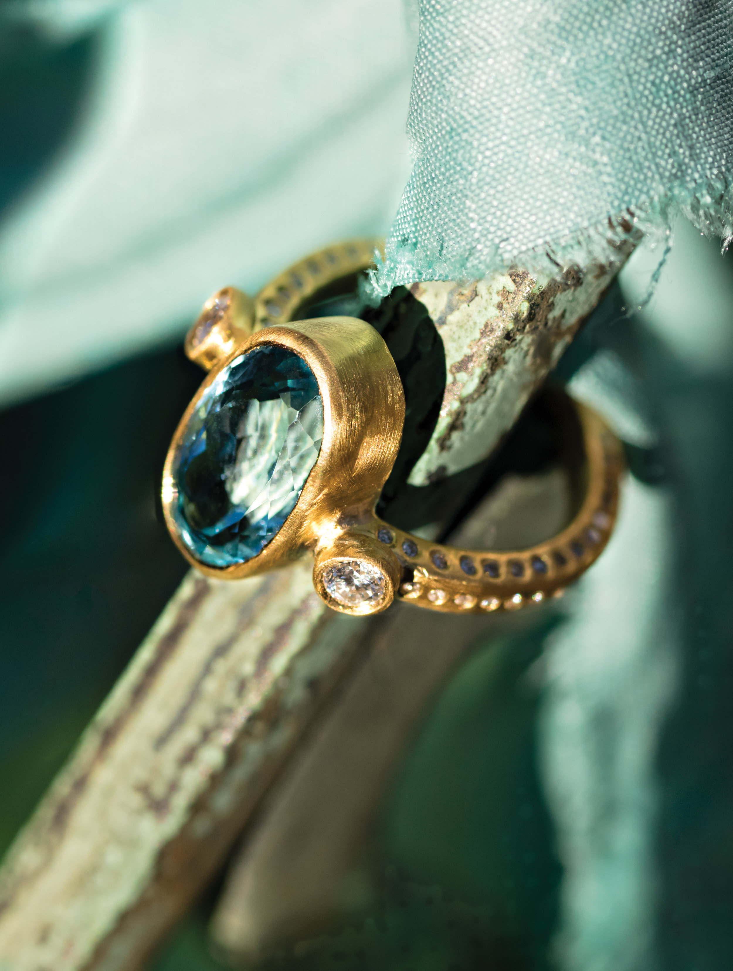 Gold and Aquamarine Ring — Paris & Lily