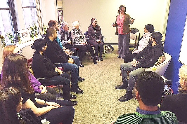 A meditation group meeting