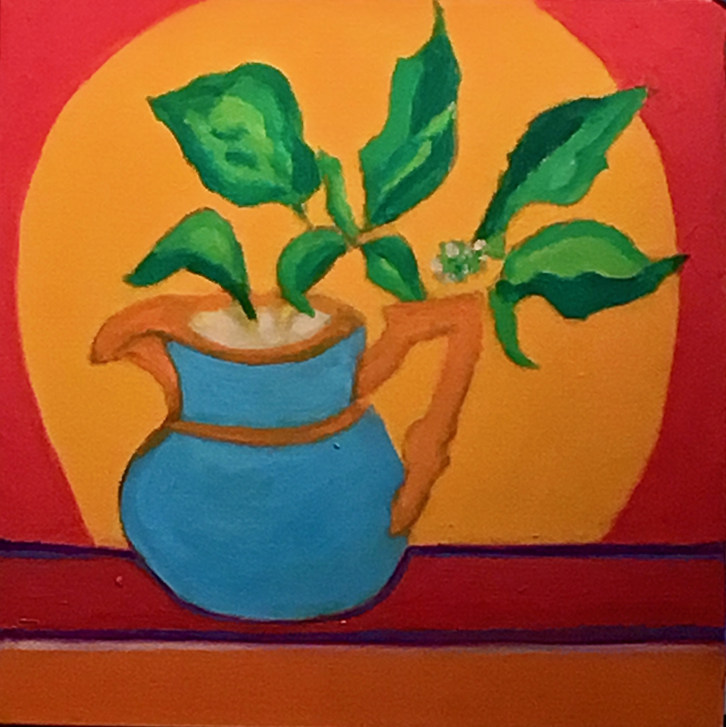 Leaves and Pitcher, 10 x 10 inches