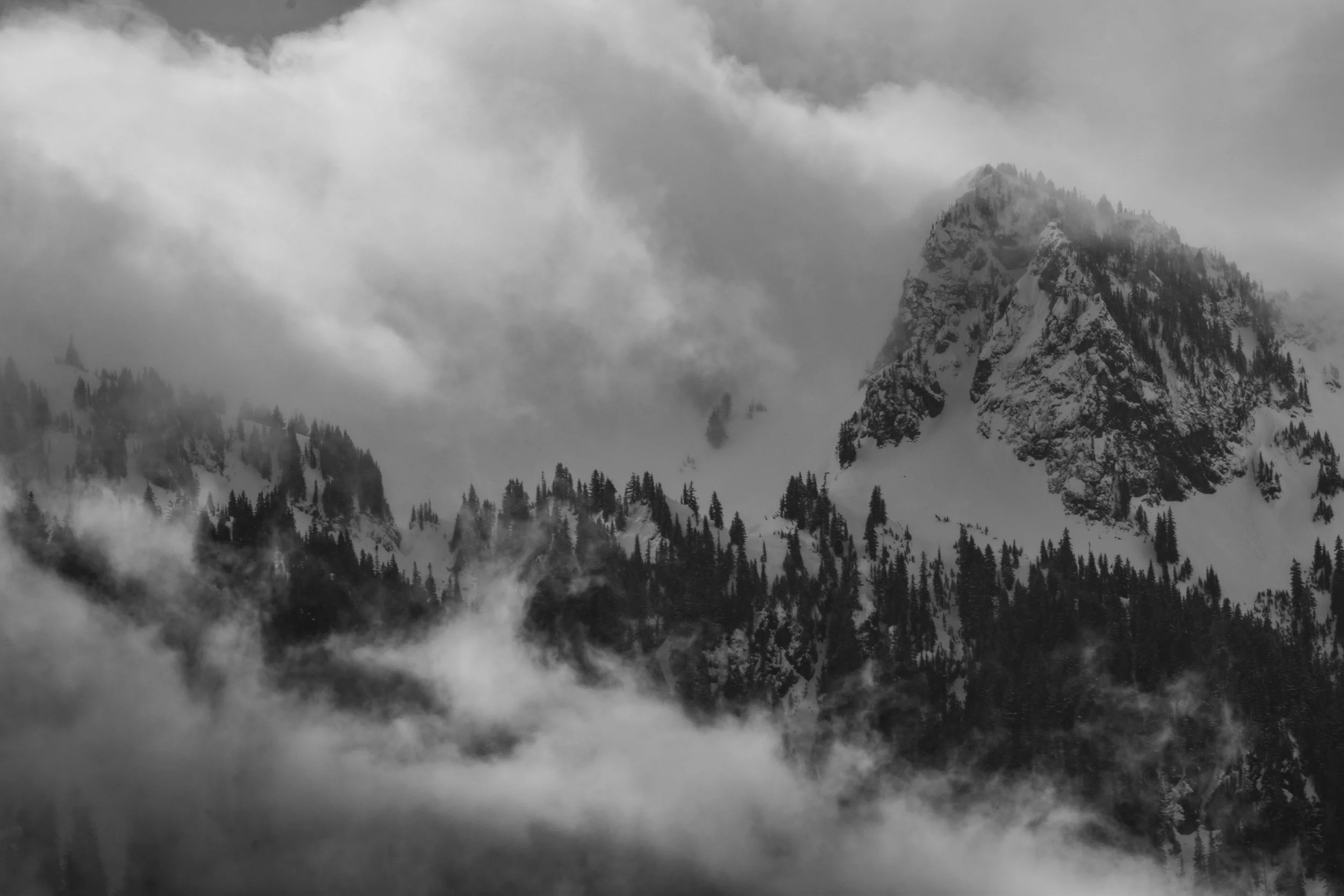 Going Gets Tough - The Growlers (BW) Mount Rainier National Park, Washington Print Canvas Special Order