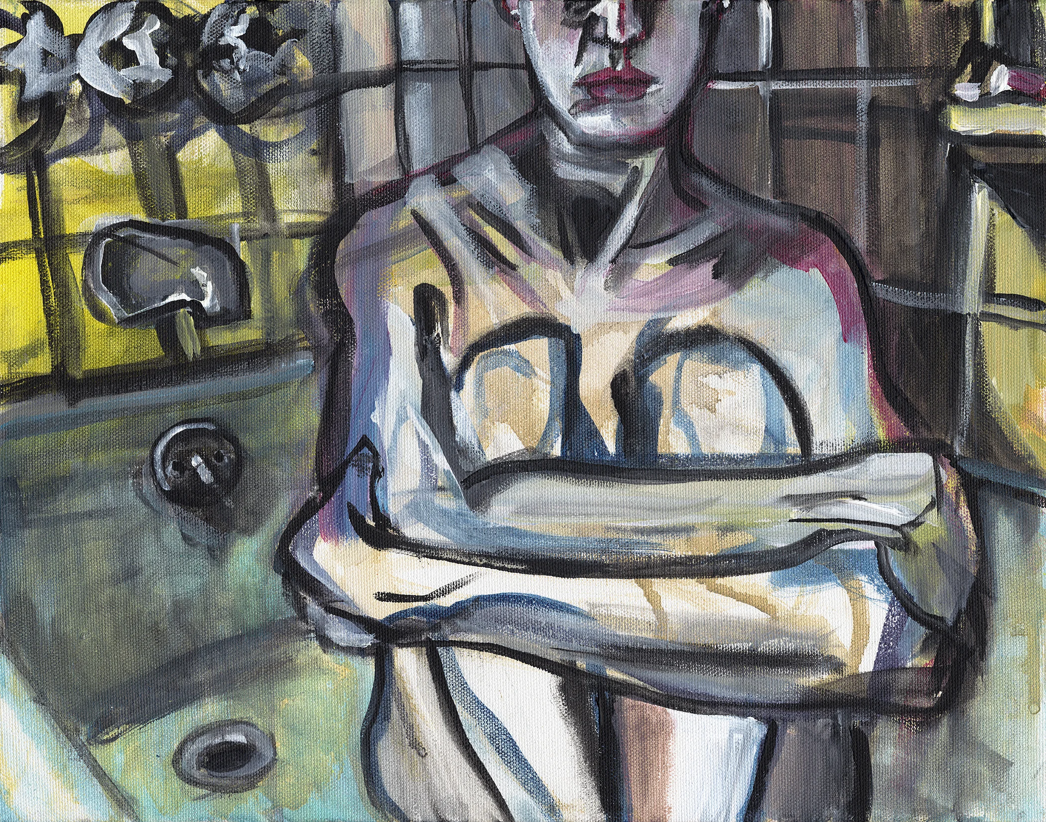 Colorful Nude in Empty Bath
