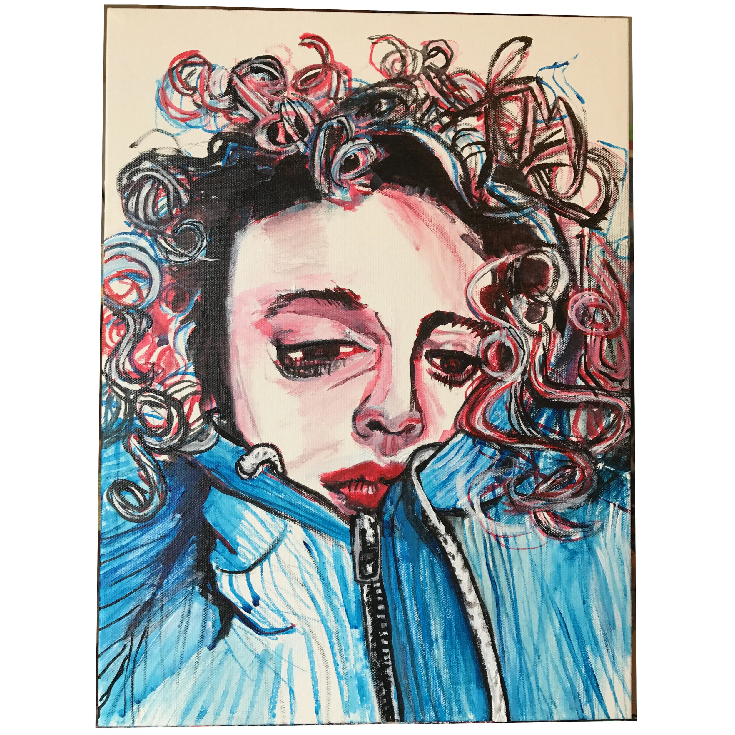 Hoodie Portrait with Curls Out