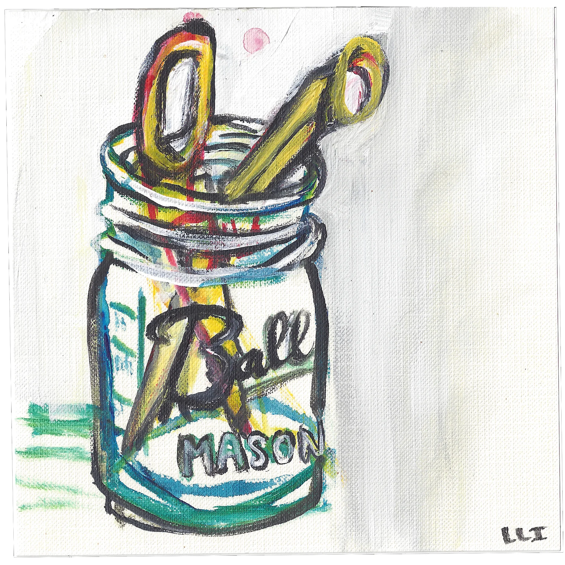 Still Life with Ball Jar & Scissors (free shipping)