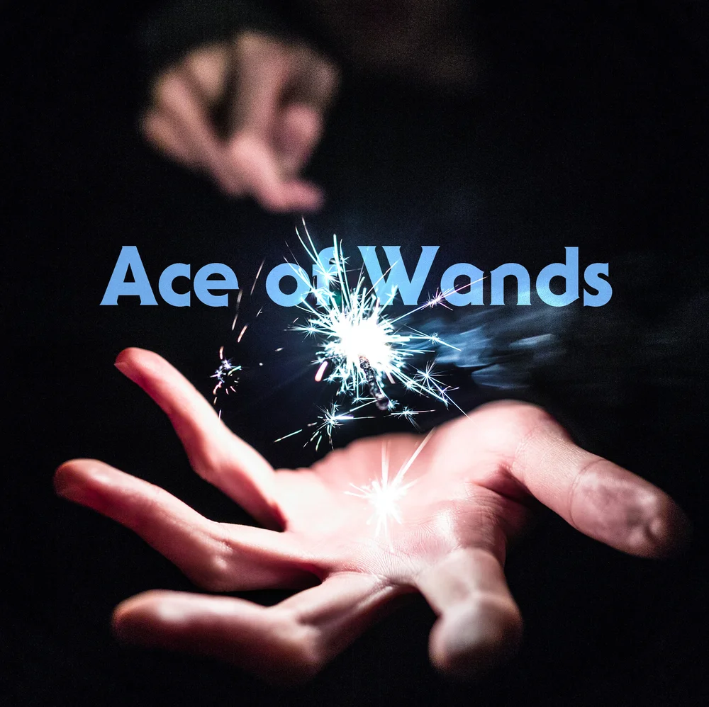 A hand reaches into darkness, releasing a burst of blue-white sparks. Energy dances midair, alive and volatile, like a spell just cast. The air crackles with the thrill of first light, first fire, first yes.