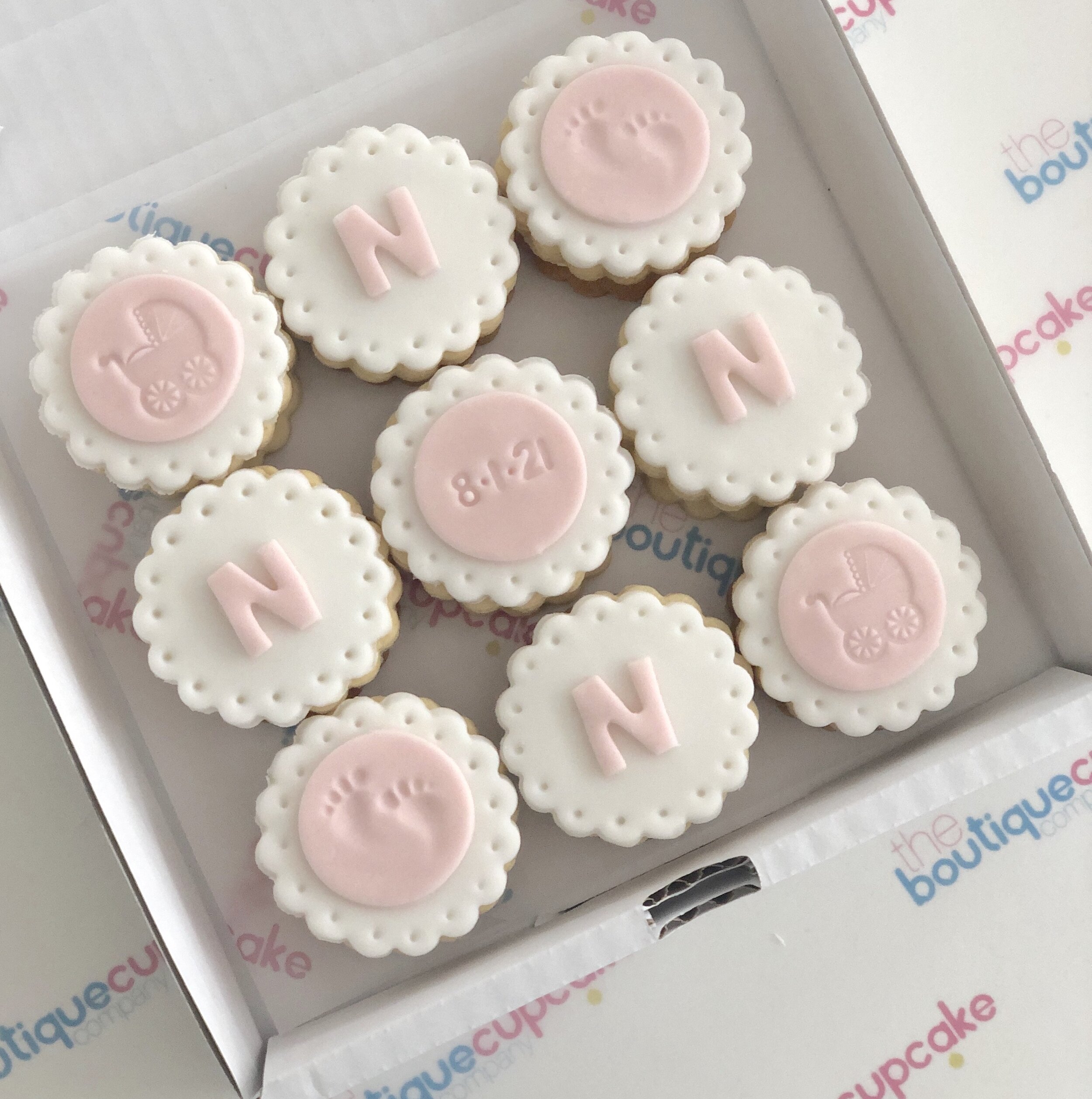 Personalised new baby biscuit cream gift box for special occasions – UK nationwide delivery