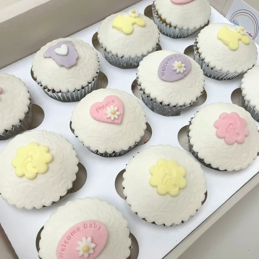 Personalised new baby cupcake gift box for special occasions – UK nationwide delivery