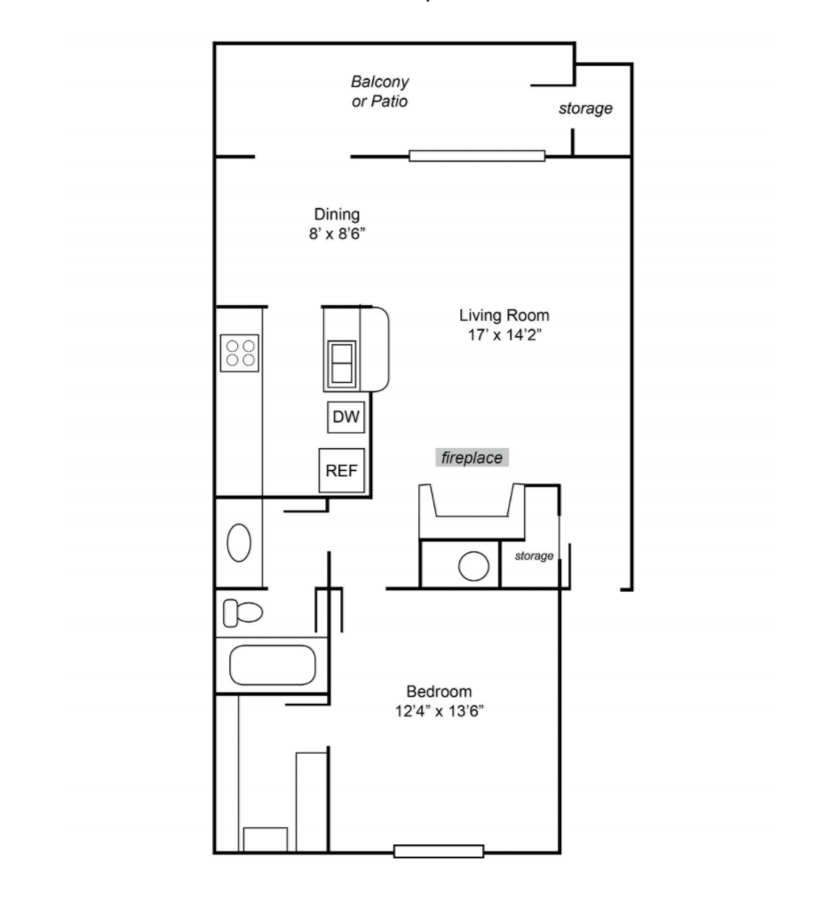 J - 1 Bed / 1 Bath 811 Sq. Ft.