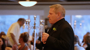 Bride and groom reaction camera