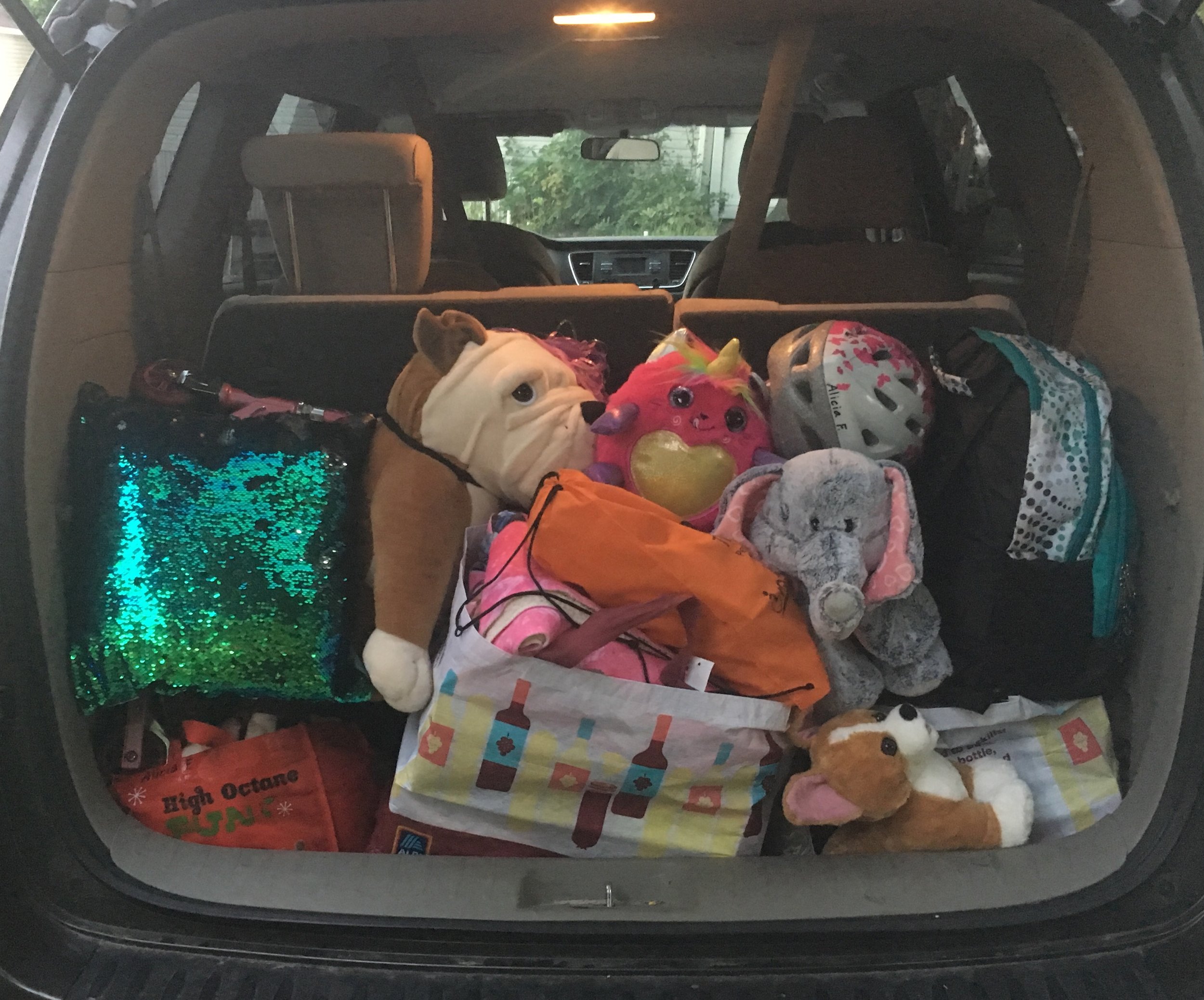 Van packed up on enrollment day.