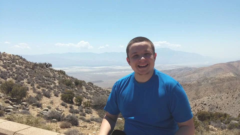 Nate on his third day of cannabis, in June 2015. A genuine smile, in Joshua Tree, California.