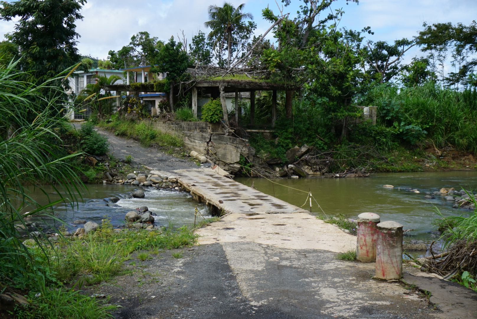 A dilapidated bridge
