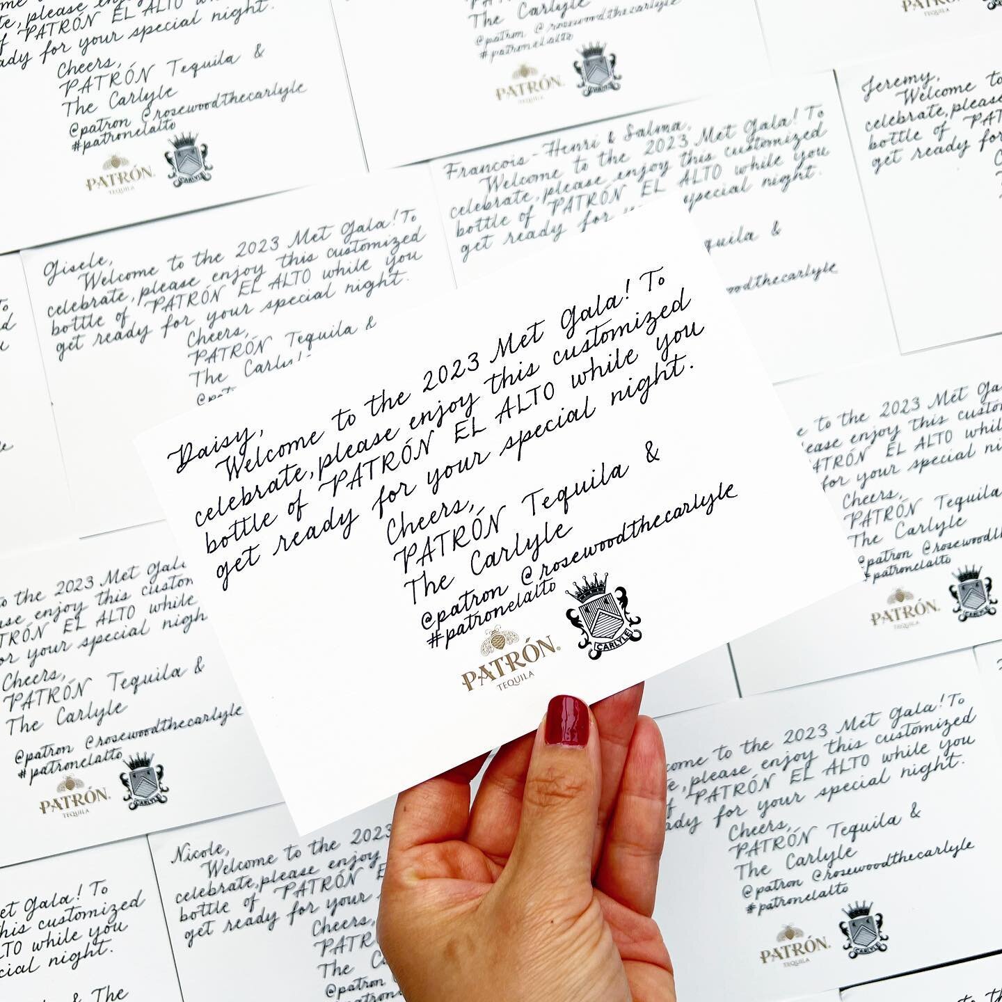 Met Gala cards for @patron &amp; @rosewoodthecarlyle! It&rsquo;s been a whirlwind 2023 with tons of rush orders but I wouldn&rsquo;t have it any other way. Thankful to work with so many cool clients and agencies 💕 #nancymoyevents
.
Swipe to see some