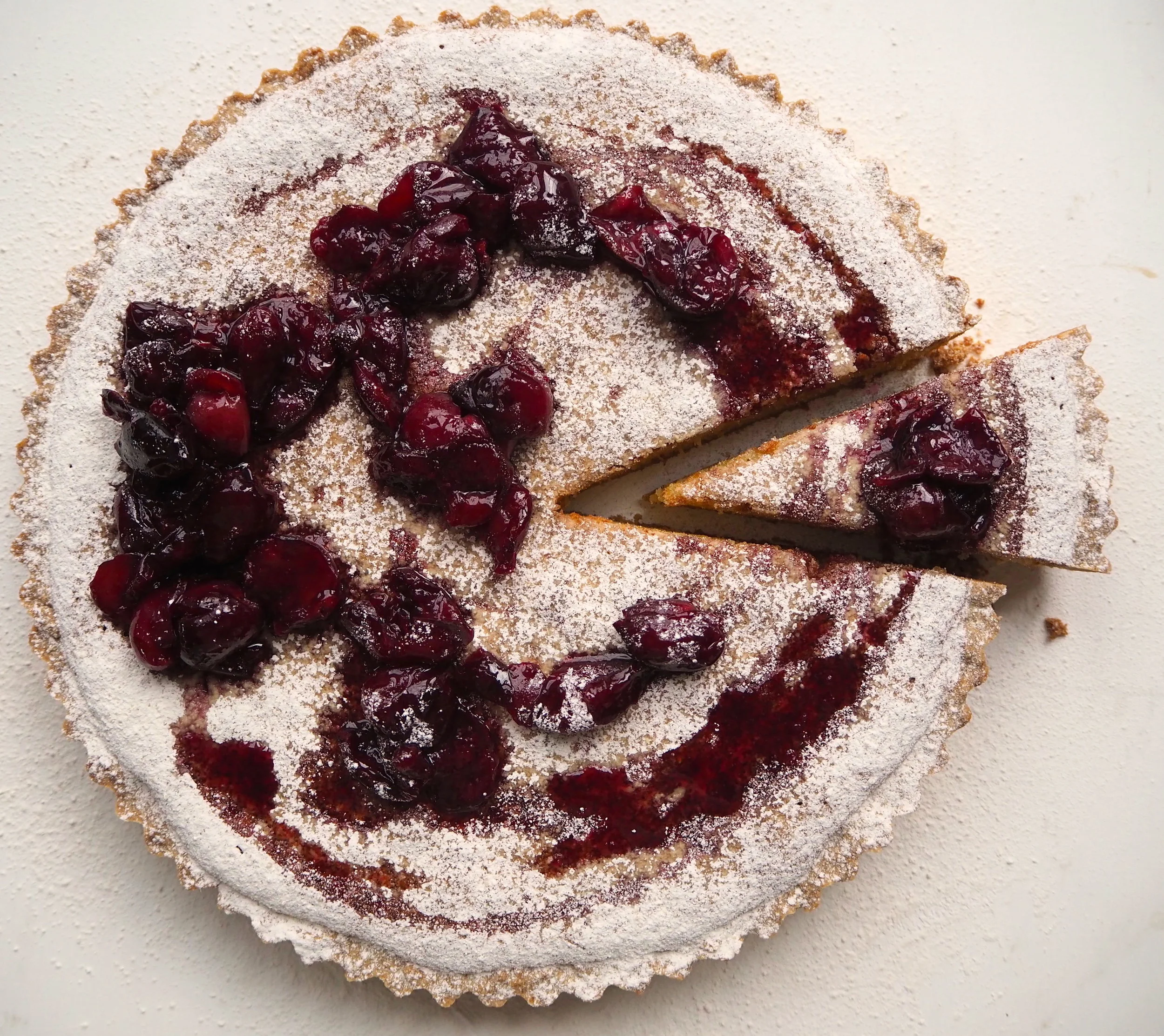 Daylesford Spelt Frangipane Tart with Cherry Compote
