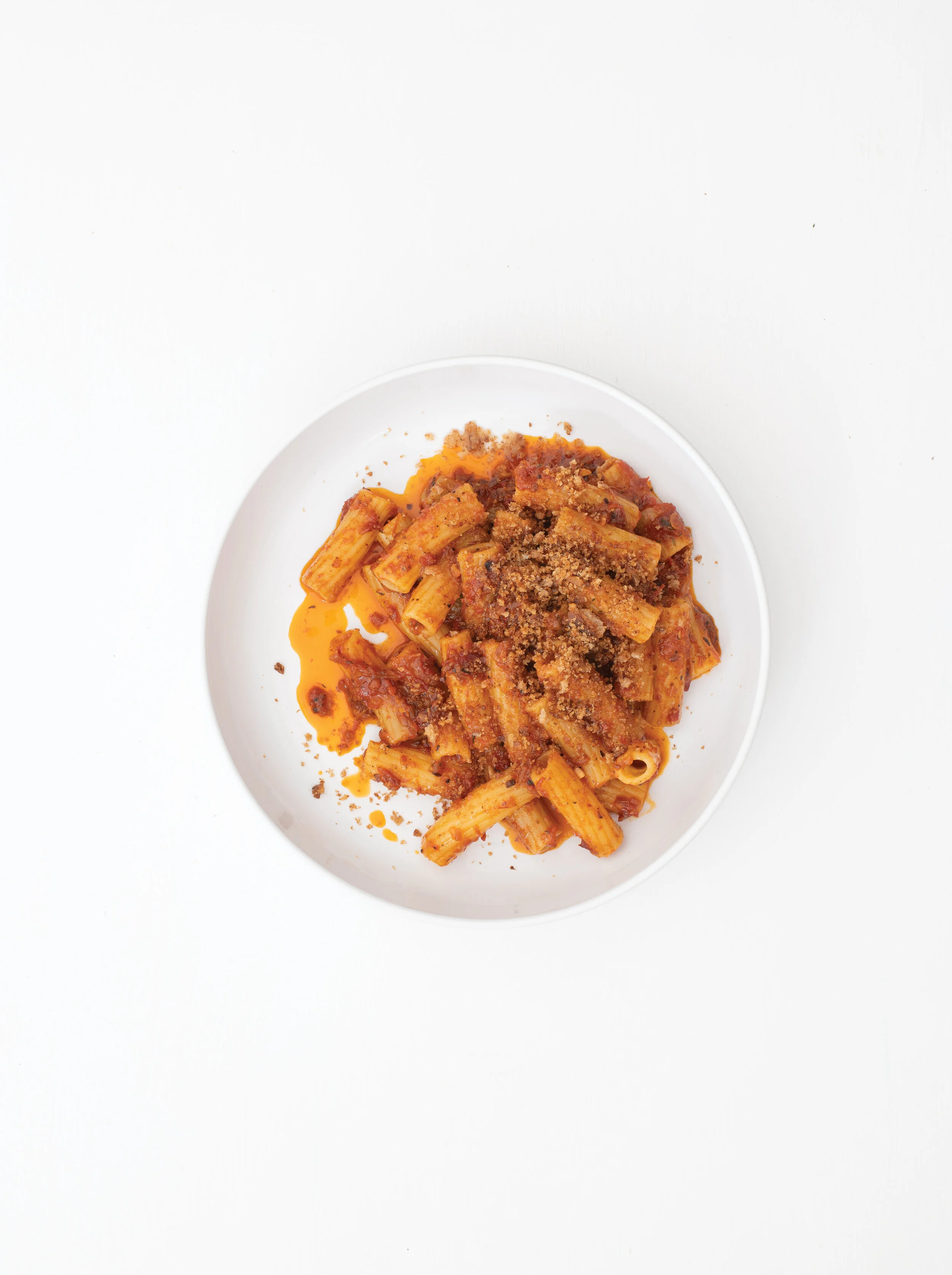 Roast Pepper Sauce, Spelt Pangratatto 