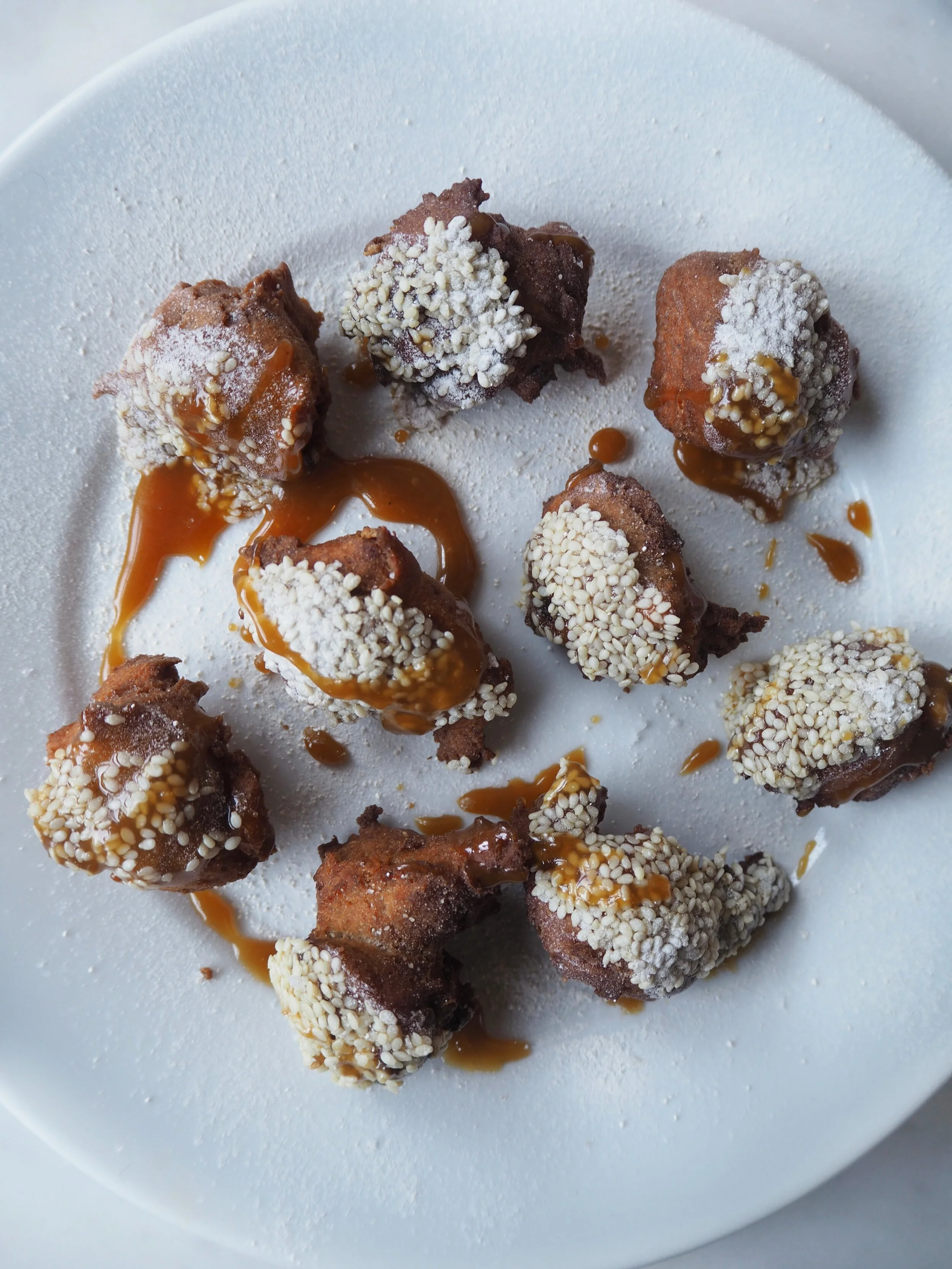 Butterscotch Sesame Doughnuts
