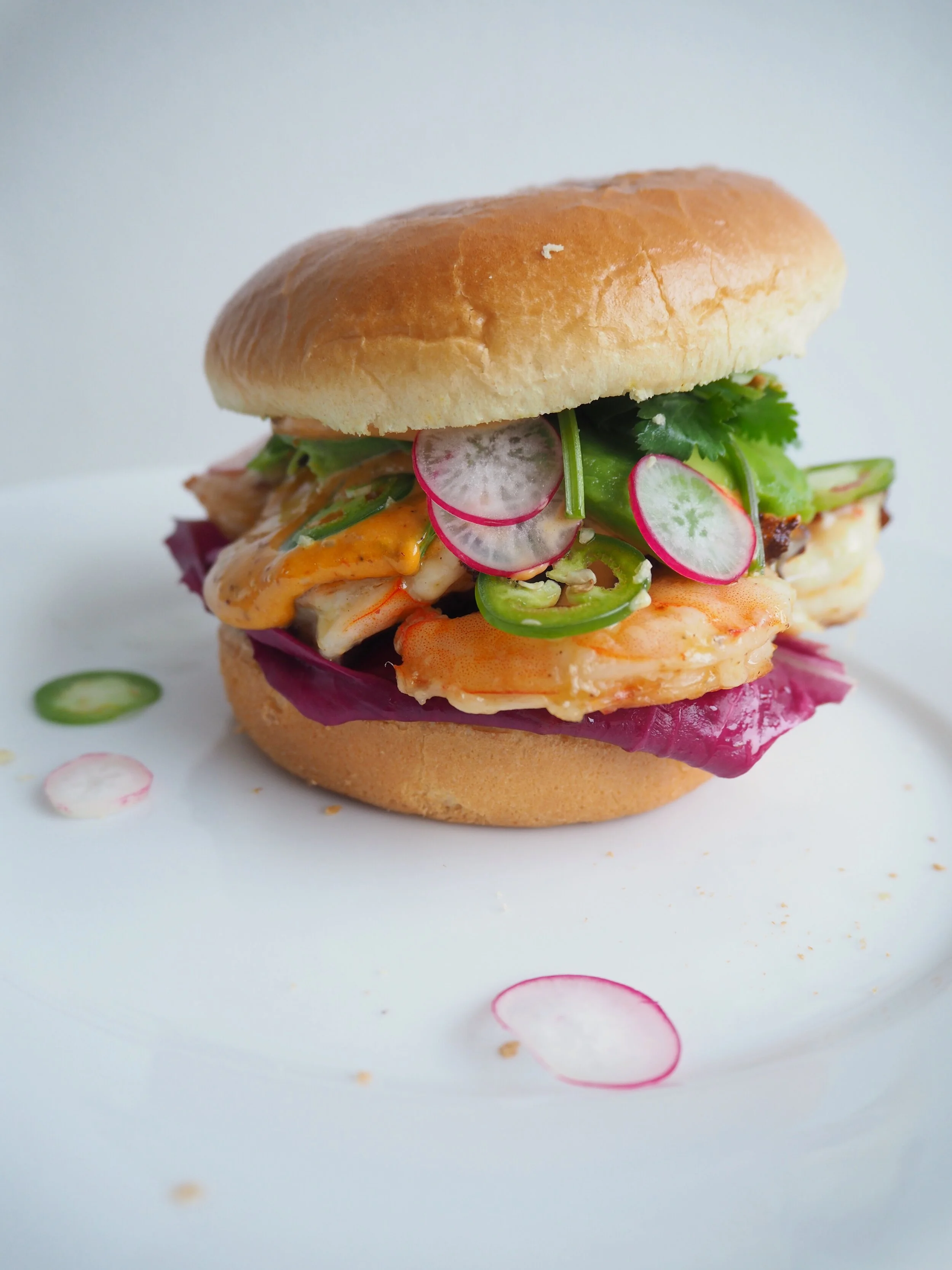 Shrimp Burger with Chipotle Mayo
