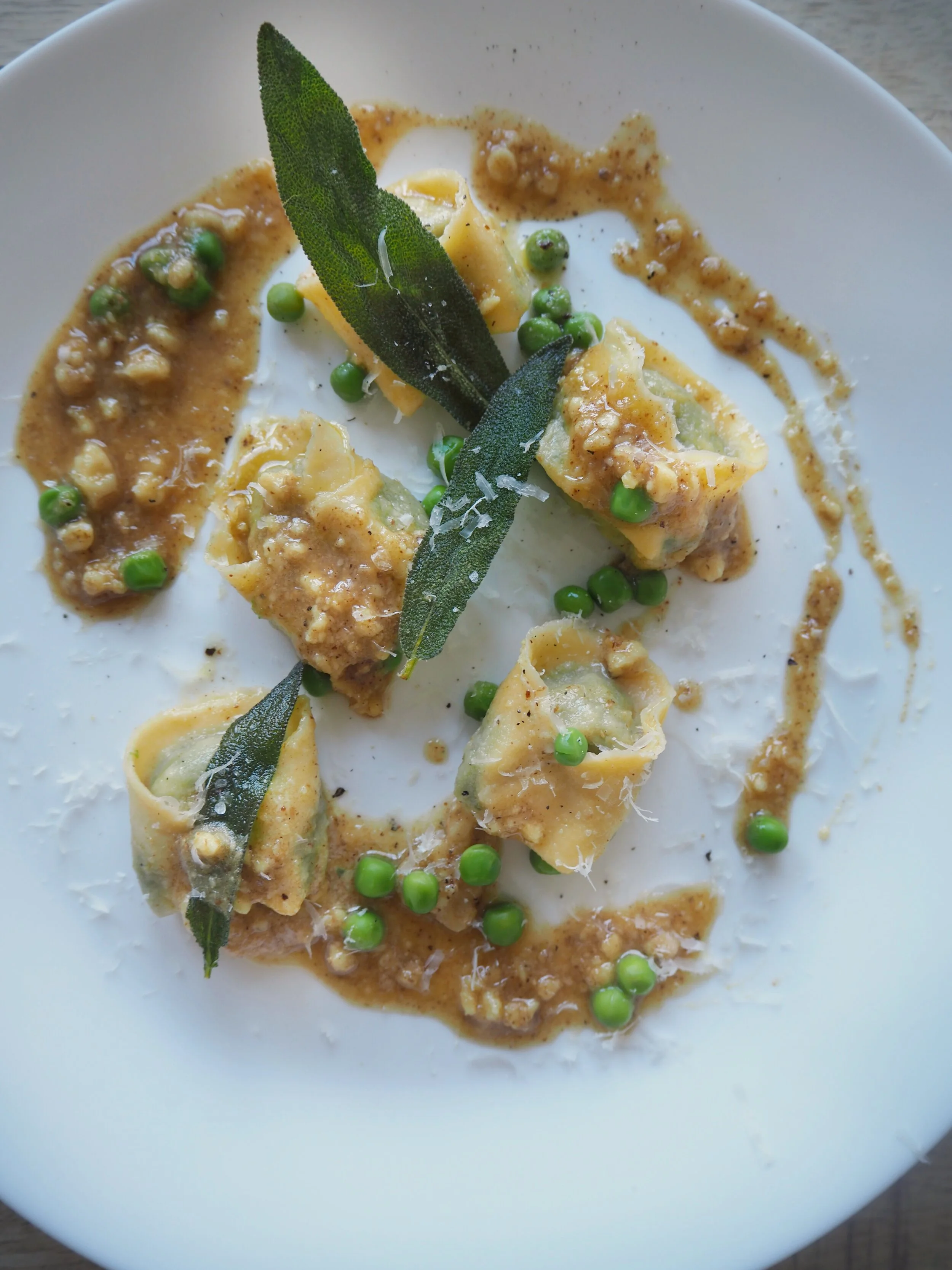 Broccoli, Gorgonzola Tortellini with Walnut Brown Butter Sauce