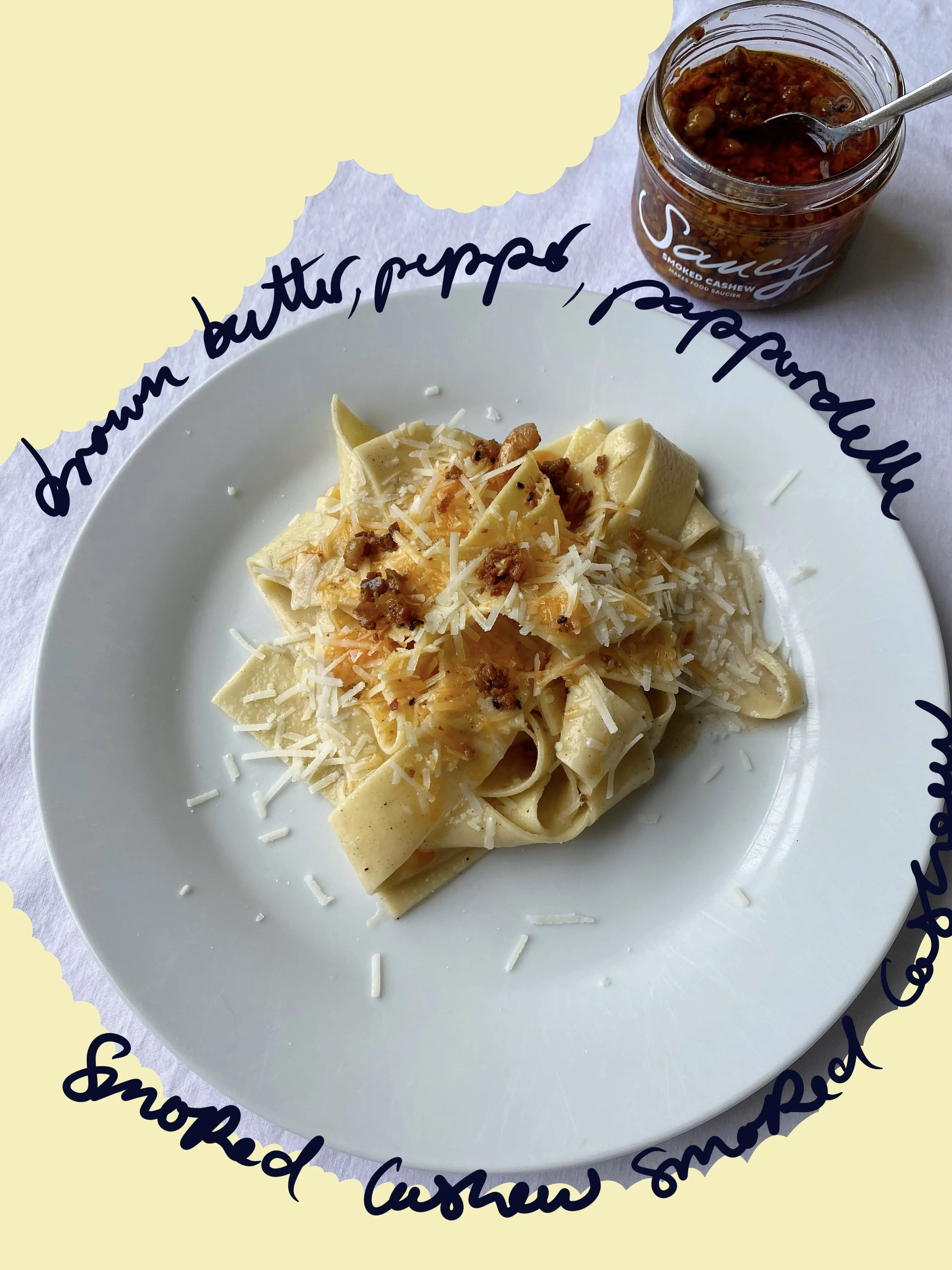 Brown Butter Pepper Pappardelle with Smoked Cashew