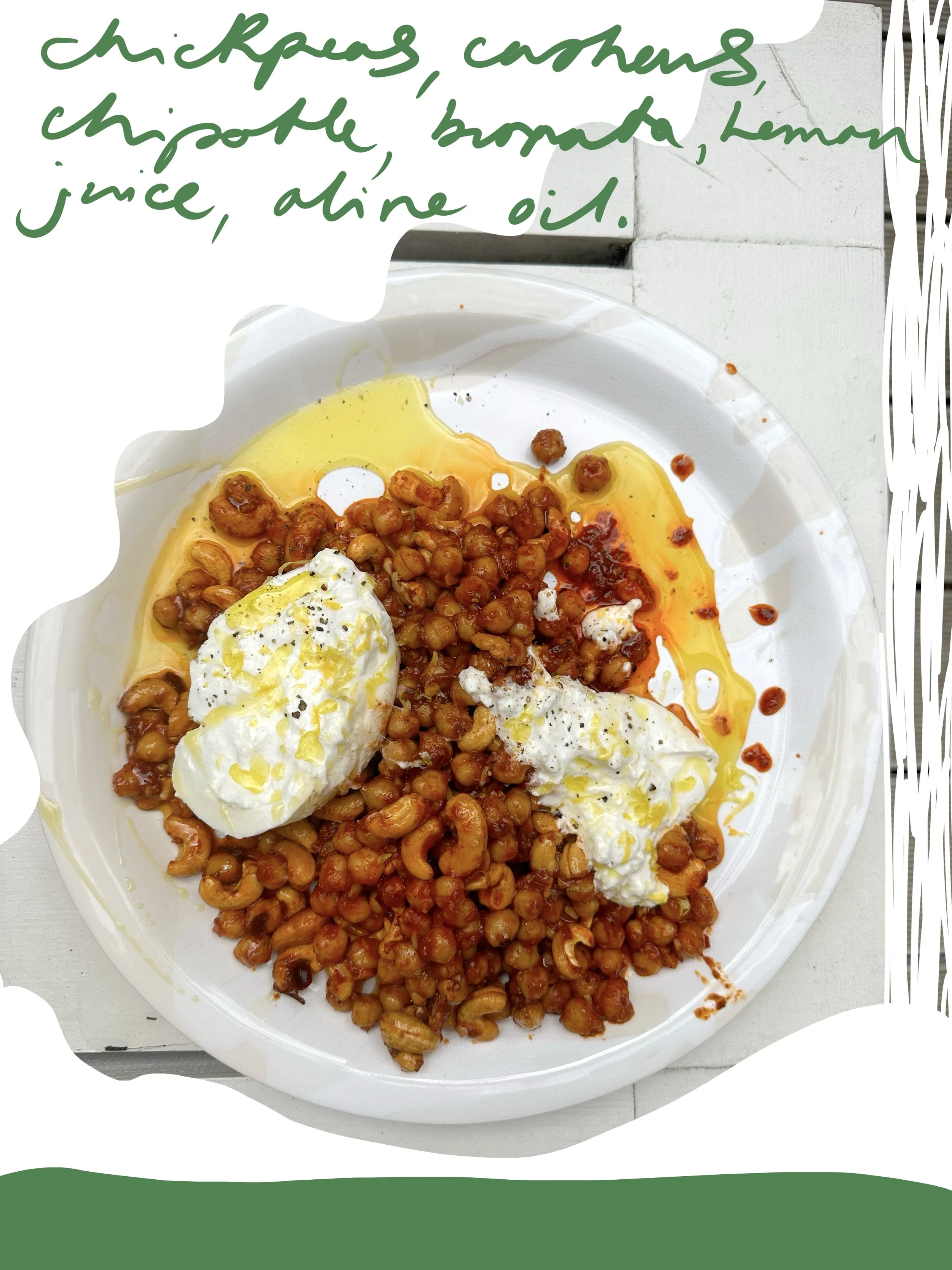 Chipotle Cashew Chickpeas with Burrata