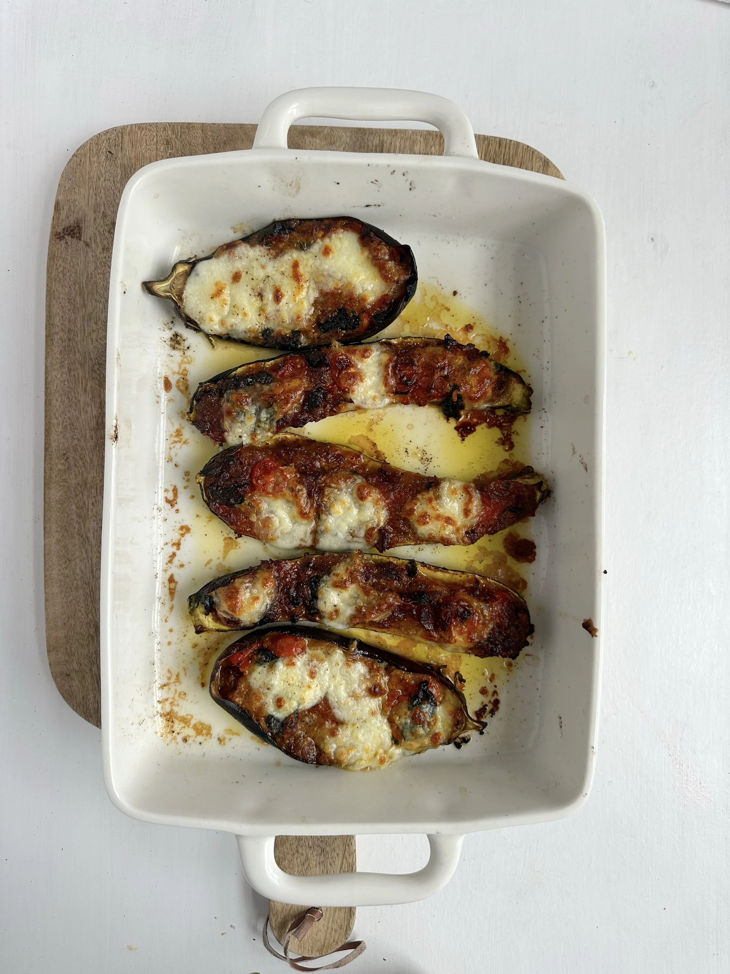 Ratatouille Stuffed Courgettes + Aubergine