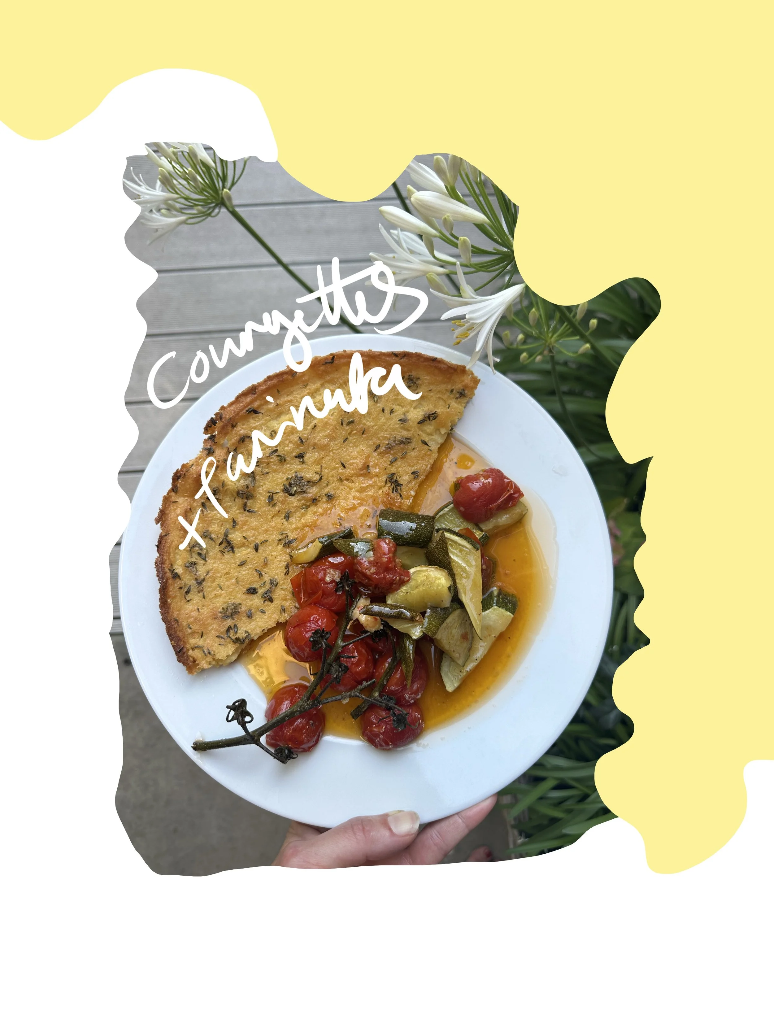 Courgette Tomato Sticky Tray with Farinata