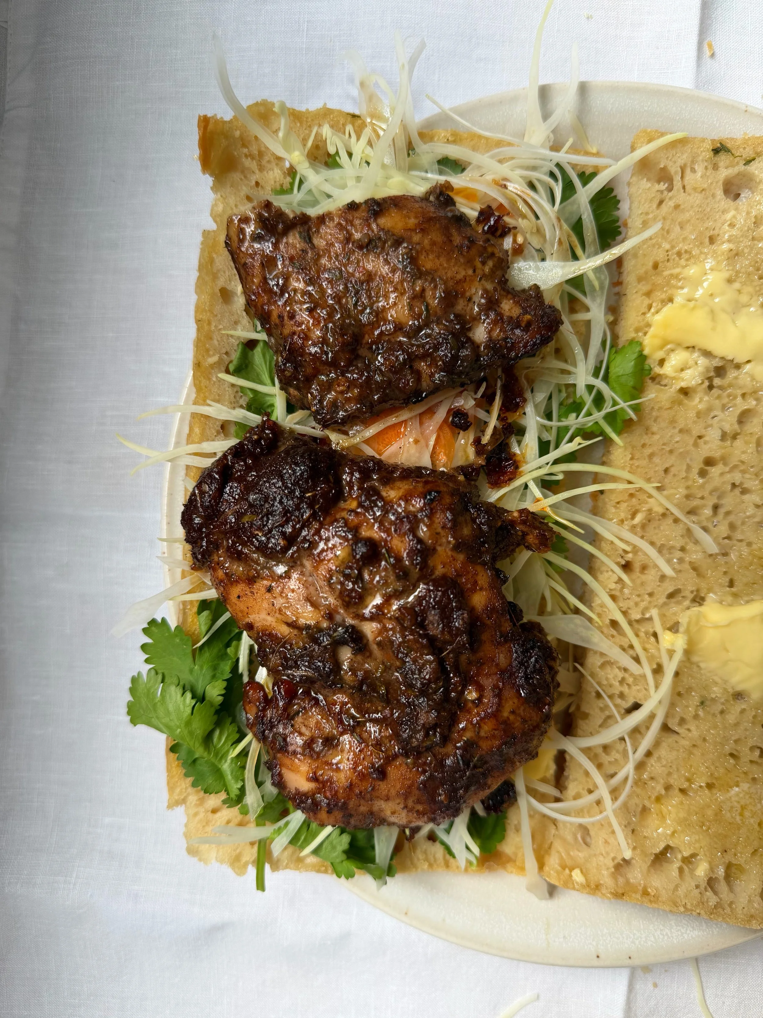 Jerk Chicken Focaccia Sandwich