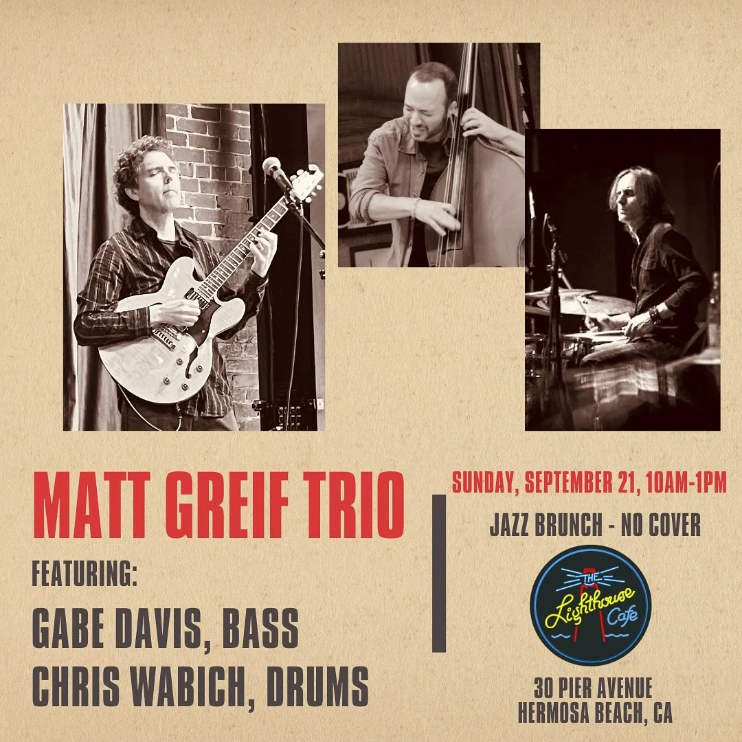 Excited to play the Lighthouse in Hermosa Beach this Sunday with Gabe Davis and @monkeydrummer1 !