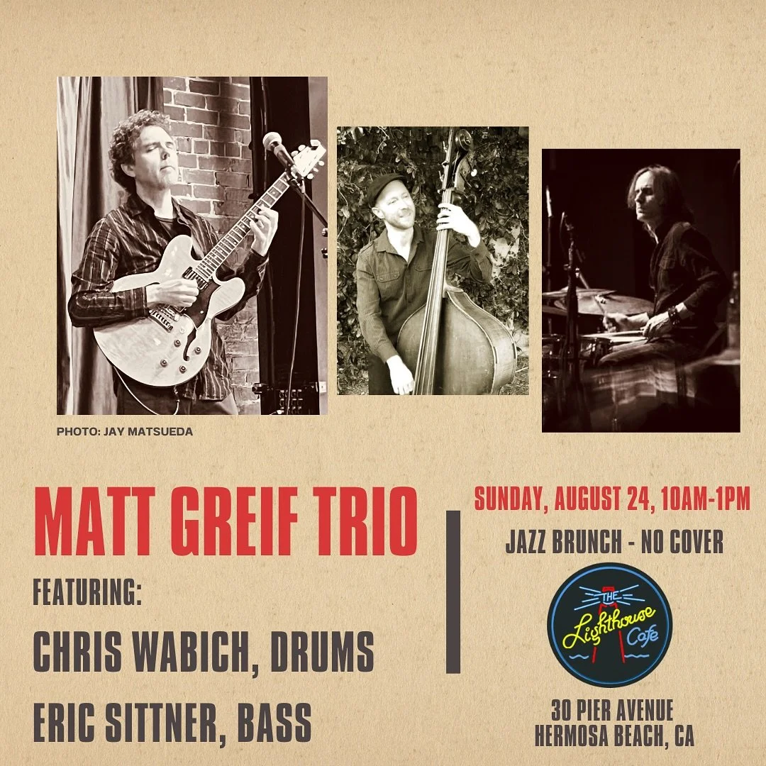 Happy to return to the Lighthouse Cafe this Sunday with great players, Eric Sittner and Chris Wabich!