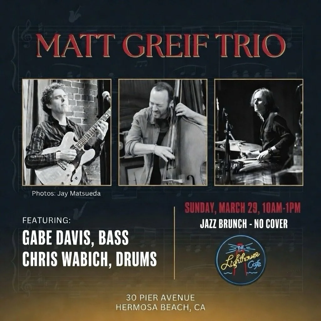 Looking forward to playing jazz this Sunday with @monkeydrummer1 and Gabe Davis!