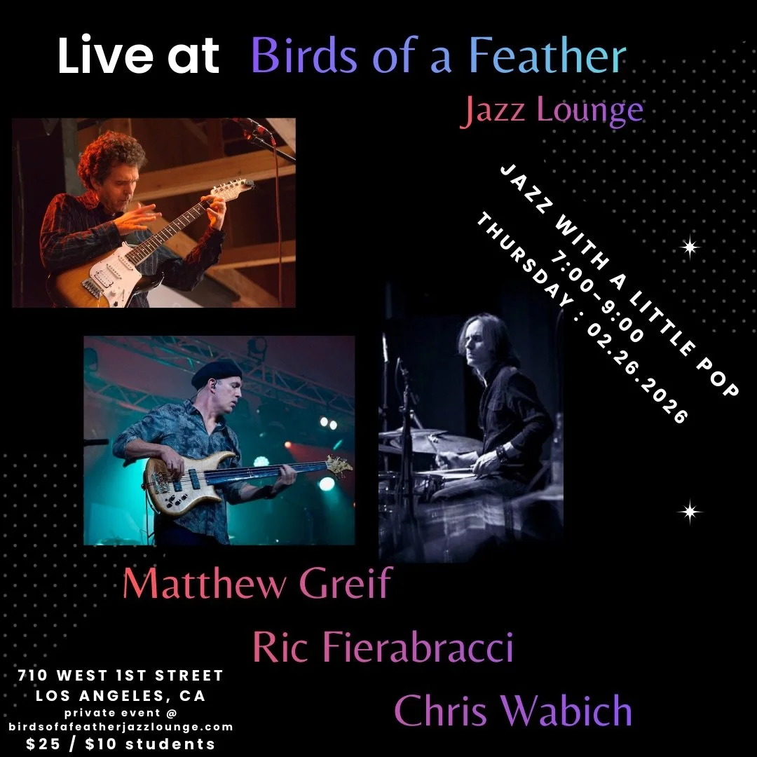 I have a special show on February 26 in a new jazz spot in downtown L.A. called @birdsofafeatherjazzlounge . It&rsquo;s a beautiful performance space, partnered with a Thai restaurant. I&rsquo;ll be teaming up with bass dynamo, @ricfierabraccibass , 