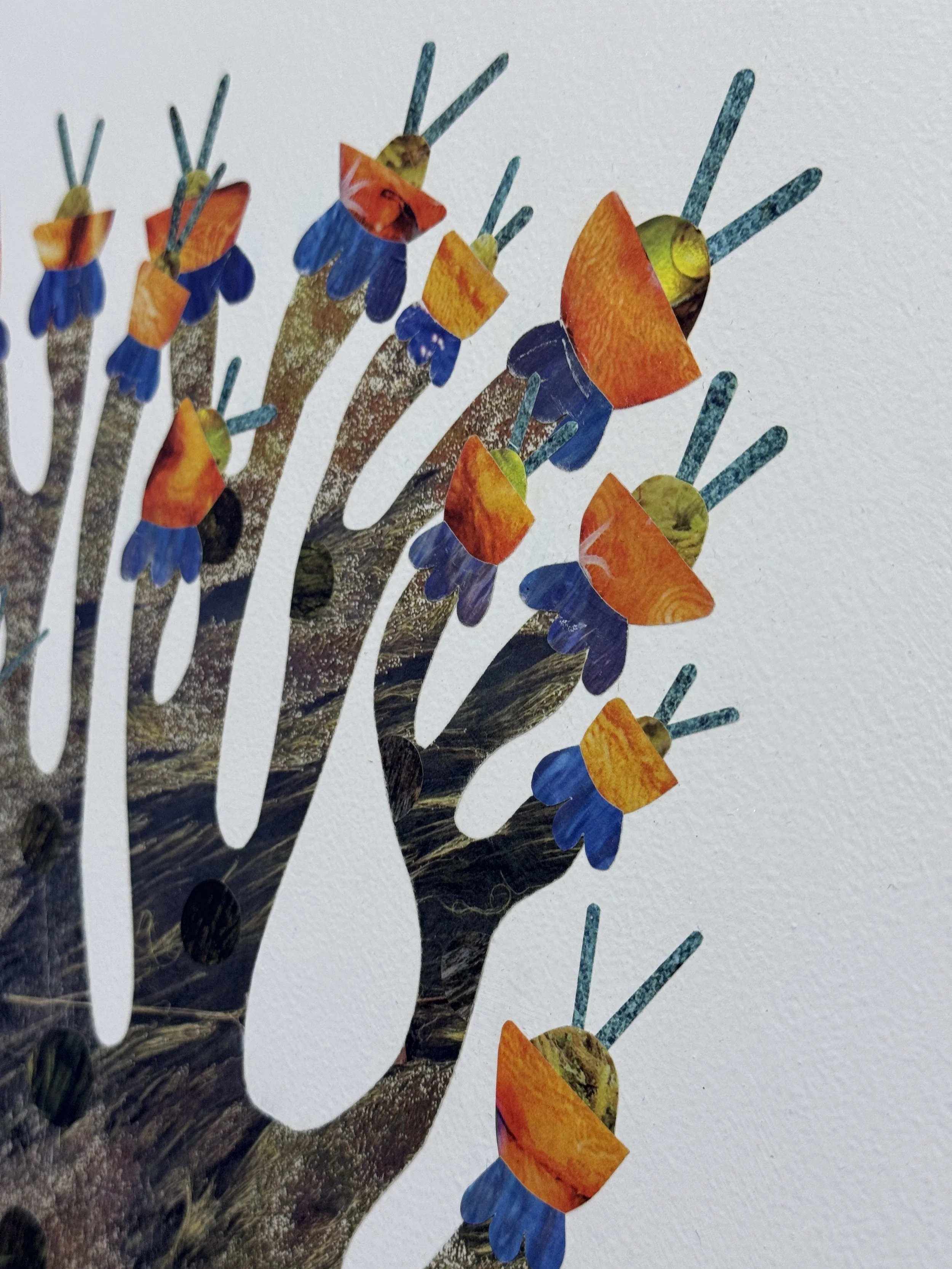 abstract surreal nature art, plant painting, surreal collage, minimalist art