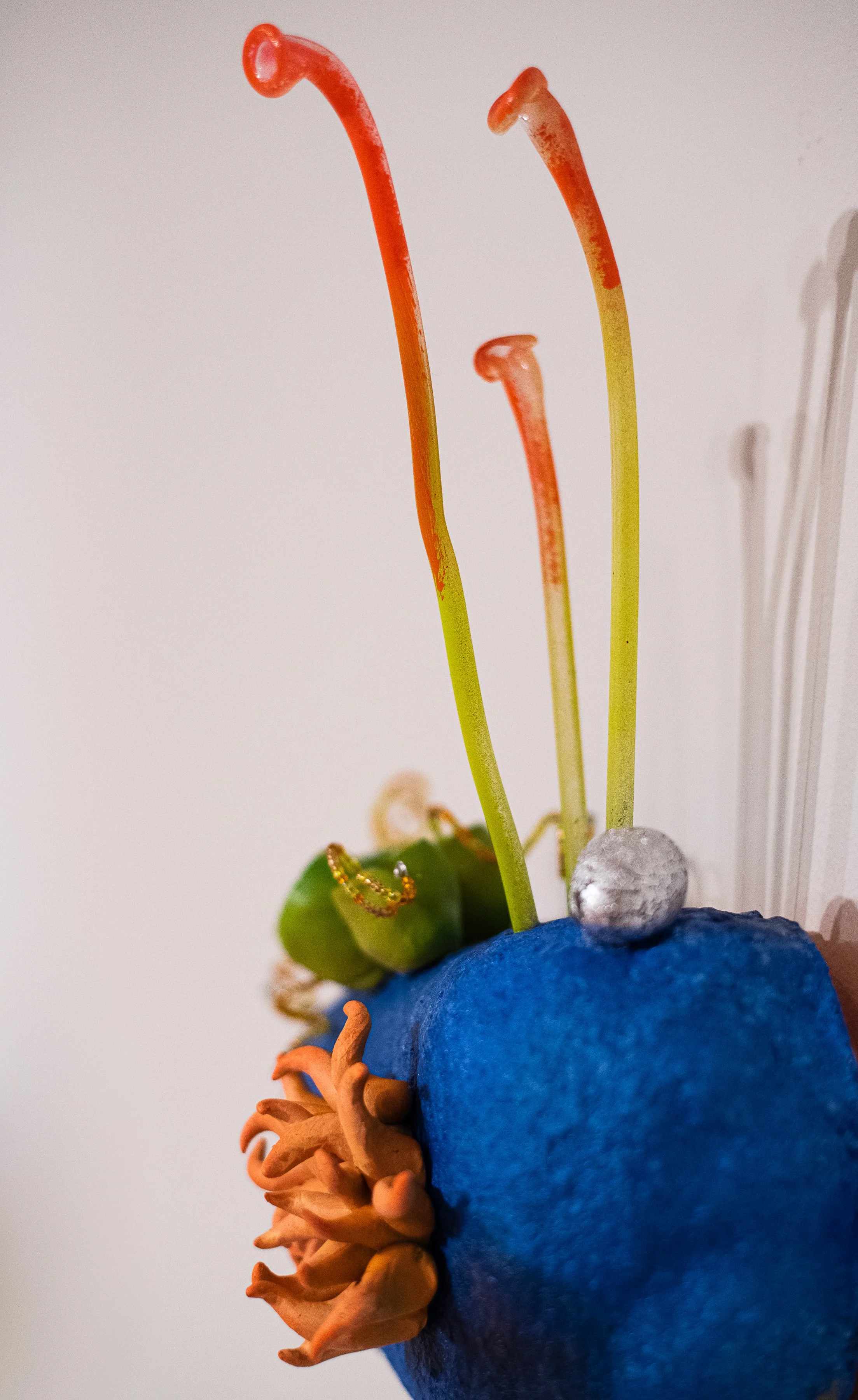 surreal whimsical wall sculpture, unique art, reclaimed materials