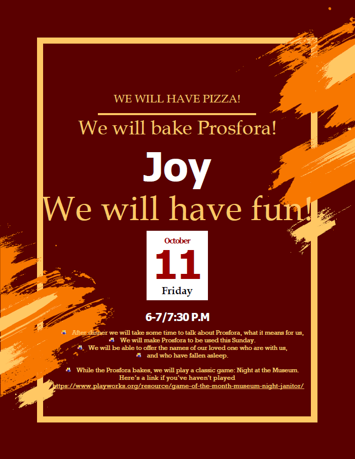 First Joy Meeting - Friday October 11th