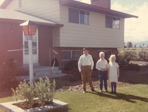 Fall 1969 - Walter, Barton, Amy in front of South Jordan house - Smaller.jpg