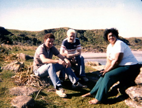 April 28 1982 - Elder McIntosh, myself, and Sister McIntyre - Turanga Bay - small.jpg
