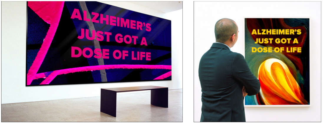   Take the art on the road.  Let communities everywhere get up close with the work, the artists, and learn more about how Intepirdine could change life with Alzheimer’s. The goal: get more people talking and create as much anticipation for launch as 