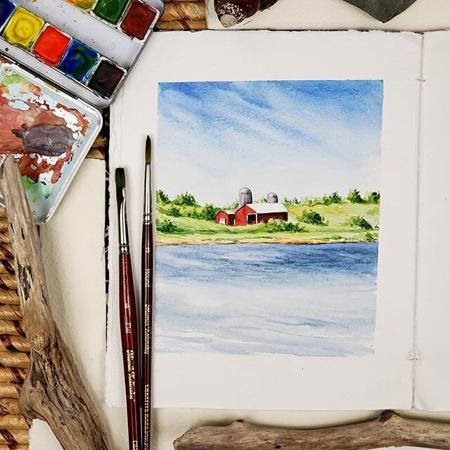 One of my husband's favorite pastimes is fishing, and every now and then I join him and paint instead of fish. I love sitting by the water and soaking in the scene!
&bull;
&bull;
I used @lukasfarben watercolor and Creative Mark watercolor brushes, bo