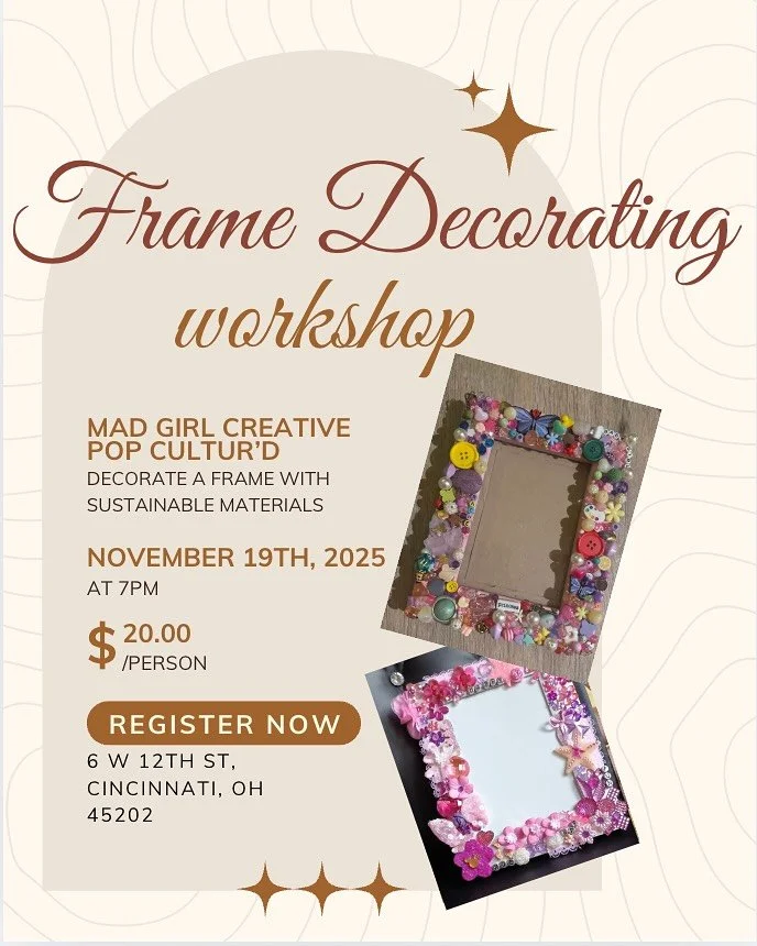 NEXT WEEK! 
Looking for some handmade gifts for the holidays? Or just a fun night with new gal pals? Come to our frame decorating class next week. Tickets in bio 💖