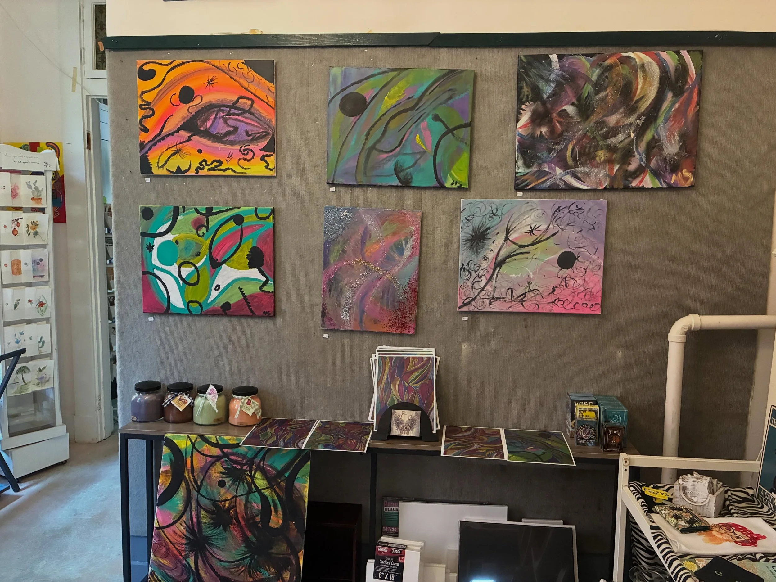 My work is up all month long at Stoneys etc in Covington! I&rsquo;ll be selling prints and originals. 

Mark your calendar for June 20th from 4-6. I&rsquo;ll be hosting an artist reception with snacks, drinks and good vibes🩷✨