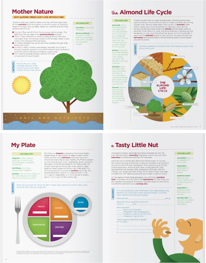Almond Board of California activity book spreads